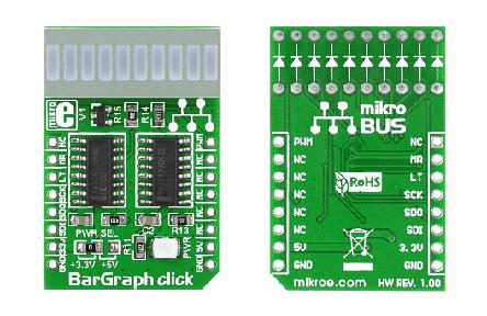 MIKROE-1423 MikroElektronika , BarGraph click 10 Segment Display Add On Board With 74HC595