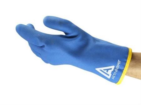 97681080 Ansell ActivArmr 97-681 Blue Acrylic, Nylon (Liner) Cold Resistant Waterproof Gloves, Size 8, PVC Coating