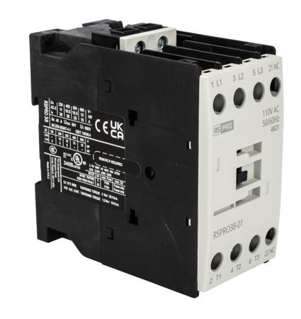250-8829 RS PRO RSPRO38-01 Contactor, 110 V AC Coil, 3-Pole, 38 A, 18.5 kW, 1NC, 690 V