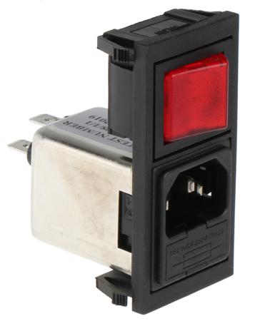 BZV01/A0620/11 Bulgin 6A, 250 V ac Male Snap-In IEC Filter 1 Pole  1 Fuse