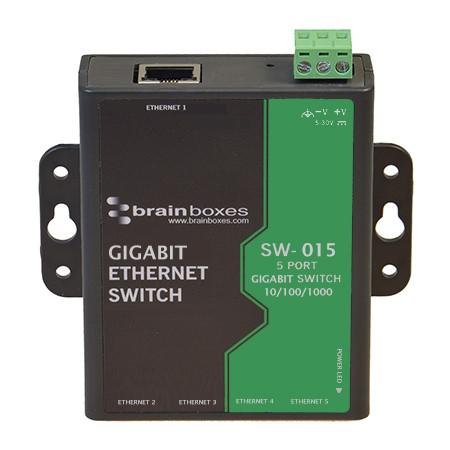 SW-015 Brainboxes Industrial Ethernet Switch, 5 RJ45 Ports, 1000Mbit/s Transmission, 5 → 30V dc