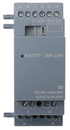 6ED1055-1MB00-0BA2 Siemens LOGO! Series I/O module for Use with LOGO! 8, LOGO! 8.2, 12 → 24 V dc Supply, Relay Output, 4-Input,
