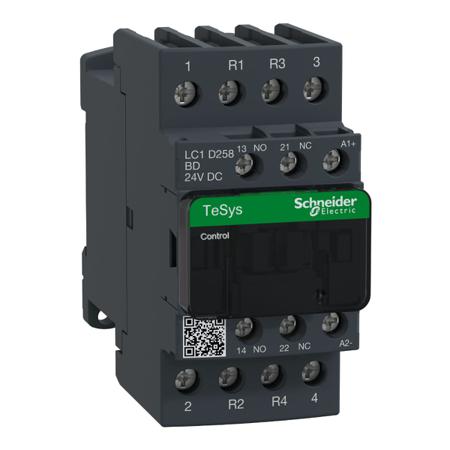 LC1D258BD Schneider Electric TeSys D LC1D Contactor, 24 V dc Coil, 4-Pole, 40 A, 2NO + 2NC, 690 V ac/dc