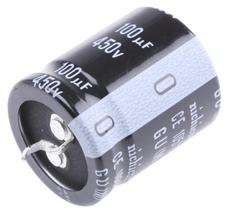 LGU2W101MELA Nichicon 100μF Aluminium Electrolytic Capacitor 450V dc, Snap-In -