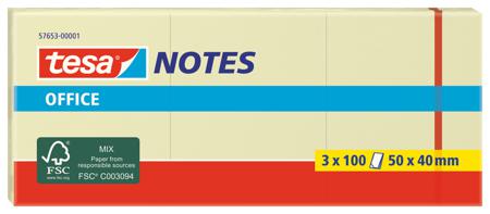 57653-00001-05 Tesa Yellow Sticky Note, 3 Notes per Pad, 50mm x 40mm