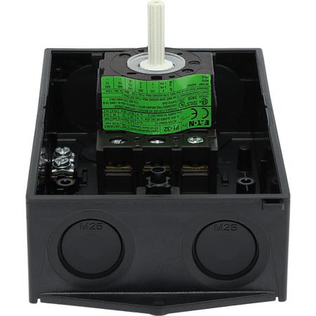 207321-P1-32-I2-RT Eaton 3 Pole Surface Mount Isolator Switch - 32A Maximum Current, 15kW Power Rating, IP65