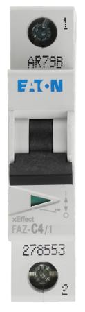 278553 FAZ-C4/1 Eaton xEffect MCB, 1P, 4A Curve C, 230V AC, 60V DC, 10 kA Breaking Capacity