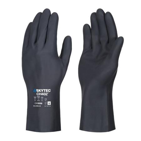 SKG00074BD Skytec CH402 Black Cotton Chemical Resistant Work Gloves, Size Small, Chloroprene Coating