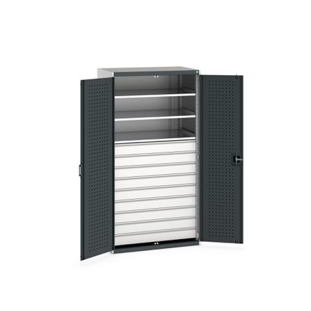 40021114-19V Bott 2 Door, 9 Drawer Sheet Steel Floor Standing Cupboard, 1050 X 650 X 2000mm