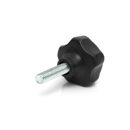 284-5569 RS PRO Black Thermoplastic Multiple Lobes Clamping Knob, M6 x 25, Threaded Mount
