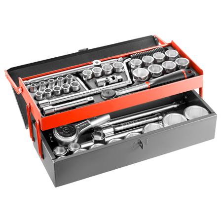 SK.453N Facom 40-Piece Metric 1/2", 3/4" Standard Socket Set with Ratchet, 6 point