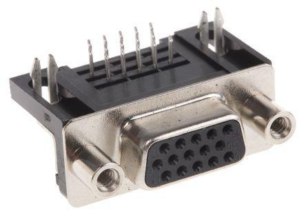 1734530-3 TE Connectivity Amplimite HD-22 Series, 15 Way Right Angle Through Hole PCB D-sub Connector Socket, 2.29mm Pitch