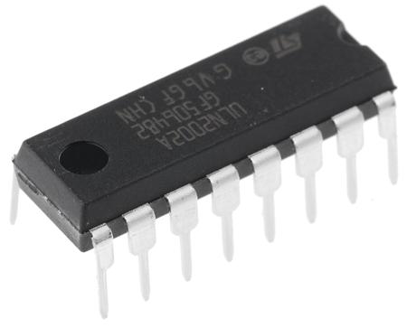 ULN2002A STMicroelectronics , 7-element NPN Darlington Transistor, 500 mA 50 V HFE:1000, 16-Pin PDIP