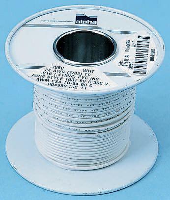 3252 BL005 Alpha Wire Blue 0.52 mm² Hook Up Wire, 20 AWG, 7/0.32 mm, 30m, SR-PVC Insulation,