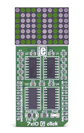 MIKROE-2705 MikroElektronika , 7x10 G Click LED Matrix Display mikroBus Click Board With 74HC595