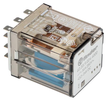 623390244000 Finder Plug In Relay, 24V dc Coil, 16A Switching Current, 3CO, 3PDT