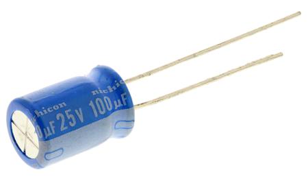 UBT1E101MPD8 Nichicon 100μF Aluminium Electrolytic Capacitor 25V dc, Radial, Through Hole -