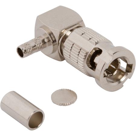 034-1061 Amphenol RF HD-BNC Series Plug Cable Mount HD-BNC Connector, Crimp Termination, Right Angle Body