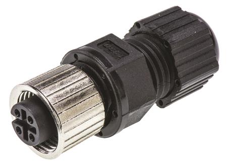 1838274-2 TE Connectivity, 4 Pole Cable Mount M12 Connector, with Female Contacts