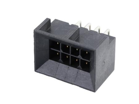 44428-0801 Molex Micro-Fit BMI Series, Series Number 44428, 3mm Pitch 8 Way 2 Row Shrouded Right Angle PCB Header, Through Hole