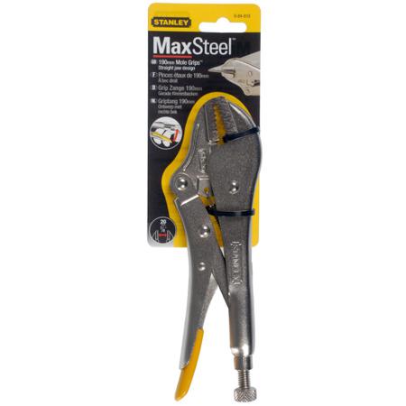 0-84-810 Stanley  4-Piece Locking Pliers, 225 mm Overall, Bent, Flat Tip, 9in Jaw