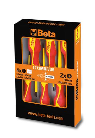 1273MQF/D6 BETA Slotted Insulated Screwdriver Set, 6-Piece
