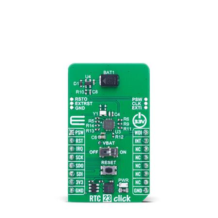MIKROE-6281 MikroElektronika RTC 23 Click Sensor Add-On Board Add On Board for Clock IC Industrial