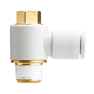 KQ2V06-01AS SMC Pneumatic Elbow Threaded-to-Tube Adapter, R 1/8 Male, Push In 6 mm