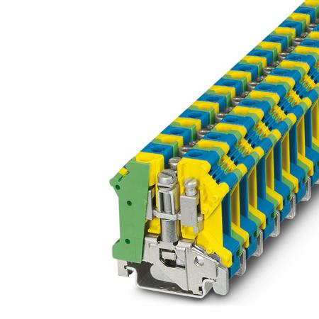 3024740 Phoenix Contact  UK 10 N-PE/N Series Green/Yellow/Blue, Single-Level, Screw Termination, Fused
