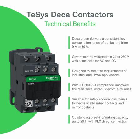 LC1D80F7 Schneider Electric Tesys D LC1D 3 Pole Contactor, 3NO, 80 A, 45 kW, 110 V ac Coil