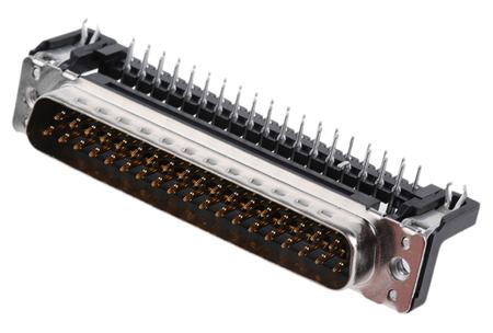 09654626812 HARTING 37 Way Right Angle Through Hole D-sub Connector Plug, 2.76mm Pitch, with 4-40 UNC Threaded Inserts, Boardlocks