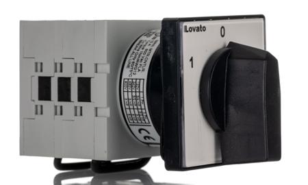 GX2053U Lovato, 3PDT 3 Position 60° Changeover Cam Switch, 690V ac, 20A, Knob Actuator