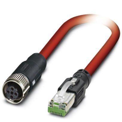 1411542 Phoenix Contact, 10m Cat5, Red M12 to Female RJ45 Male, Shielded Shielded, Terminated