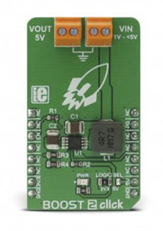 MIKROE-2894 MikroElektronika Boost 2 Click DC-DC Controller for MCP1642B for GPS Modules, Embedded Electronic Devices,