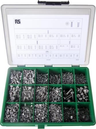 281-984 3168 piece Stainless Steel Screw/Bolt Kit, M2, M2.5, M3, M4, M5, M6