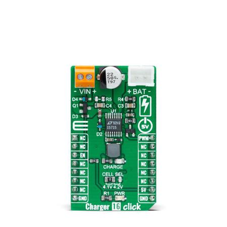 MIKROE-4768 MikroElektronika Charger 16 Click Battery Charger for LT1571 for mikroBUS Socket
