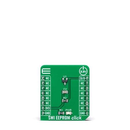 MIKROE-4521 MikroElektronika , SWI EEPROM Click EEPROM Add On Board for AT21CS01 for mikrobus Socket