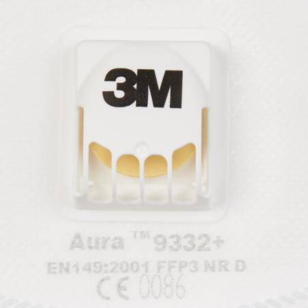 3M-Aura-9332- 3M Aura™ 9300+ 3M Aura 9332+ Disposable Respirator, FFP3, Valved