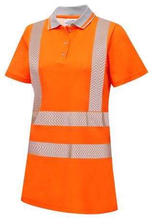 LFE974-NB-14 PULSAR LFE951 Orange Women Hi Vis Polo Shirt, 14in