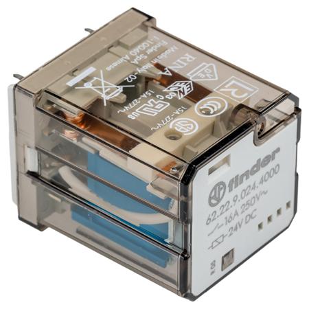 622290244000 Finder PCB Mount Power Relay, 24V dc Coil, 16A Switching Current, DPDT