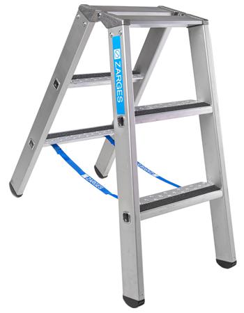 41549 Zarges Aluminium 2 x 3 steps Step Ladder, 0.88m open length