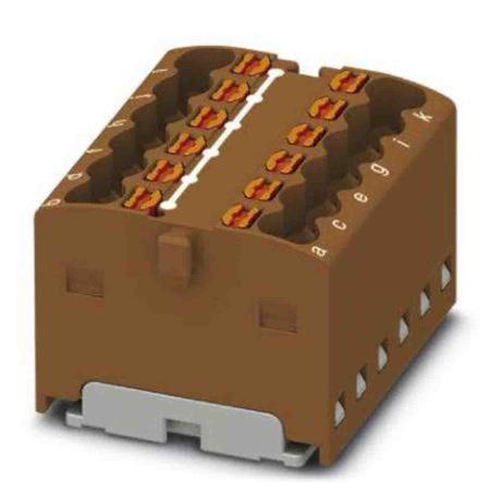 3002776 Phoenix Contact Distribution Block, 12 Way, 2.5mm², 17.5A, 450 V, Brown