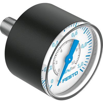 PAGN-40-1M-G18PA Festo G 1/8 Analogue Pressure Gauge 10bar Inline 40mm Outside Diameter