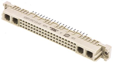 09032606805 HARTING 60 + 4 Way 2.54mm Pitch, Type M Class C2, 3 Row, Straight DIN 41612 Connector, Socket