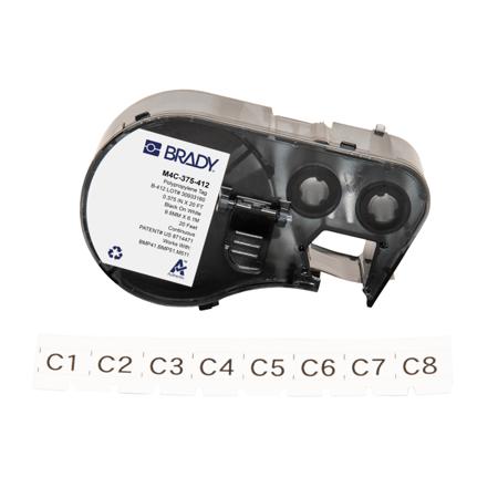 M4C-375-412 Brady B-412 Black on White Label Printer Labels, 9.53mm Width, 1 Qty