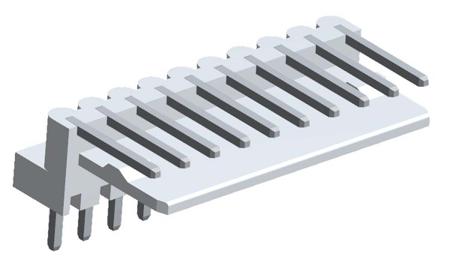 22-05-1102 Molex Mini-Latch Series Right Angle Through Hole Pin Header, 10 Contact(s), 2.5 mm Pitch, 1 Row, Unshrouded