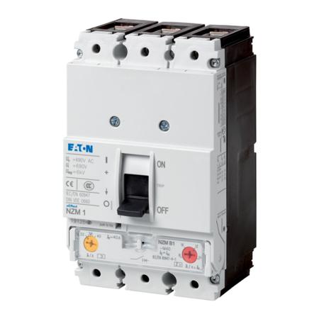 271402-NZMC1-M100 Eaton, Eaton Moeller NZM MCCB Molded Case Circuit Breaker 3P 100A, Breaking Capacity 4 kA, Fixed Mount