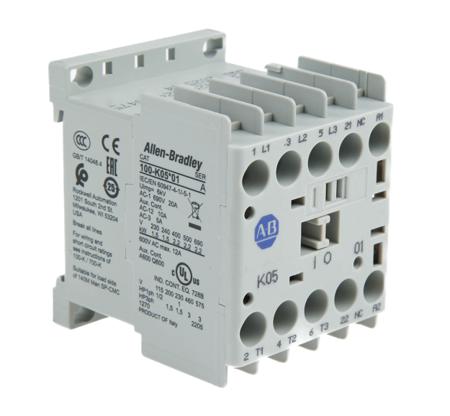 100-K05DJ01 Allen Bradley 100 Series 100K Contactor, 24 V dc Coil, 3-Pole, 5 A, 2.2 kW, 1NC, 690 V ac