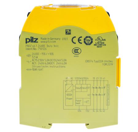 750126 Pilz 24 V dc Safety Relay Dual Channel with 3 Safety Contacts and 1 Auxilary Contact Compatible With Two-Hand Control