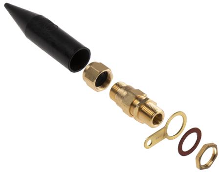 E1WFK2-20S-M20 ATEX M20 Black Brass, IP66 Cable Gland With Locknut
